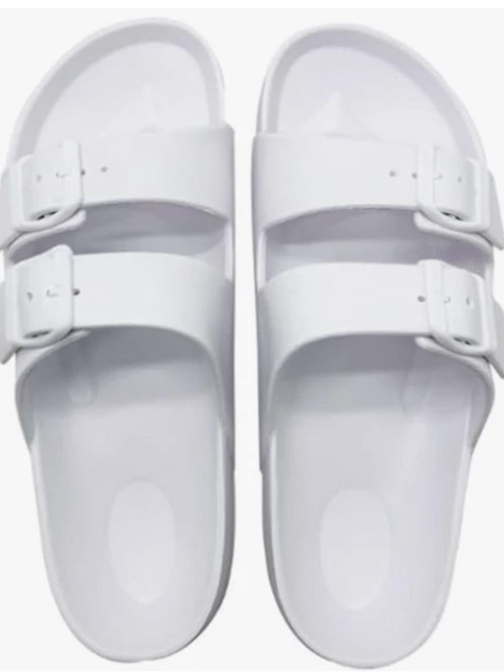 Bobby Brooks White Double-Buckle Slide Sandals 9/10